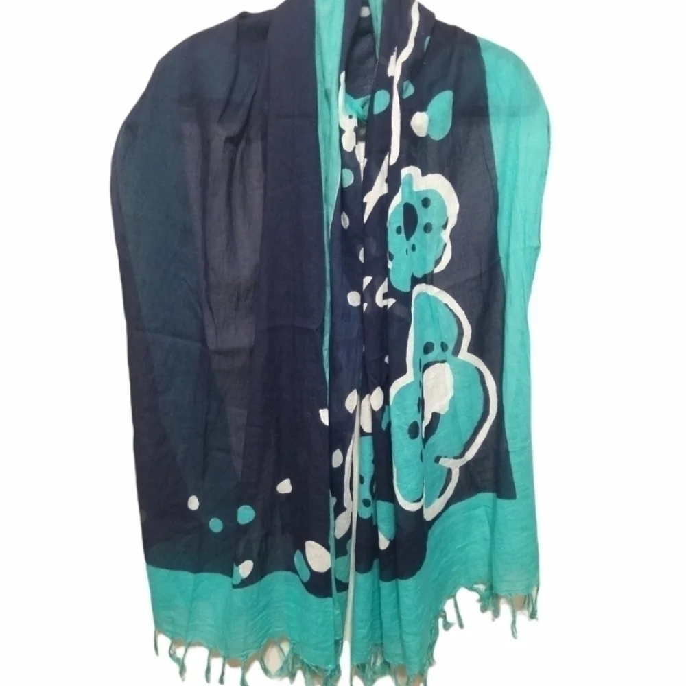 Mila Schon Concept Scarf, Colors Teal,Blue and White.